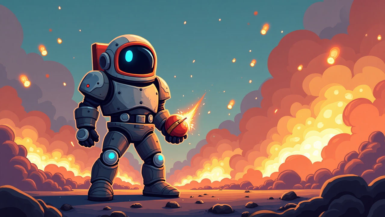 Gameplay screenshot showing multiple astronauts in a maze-like level